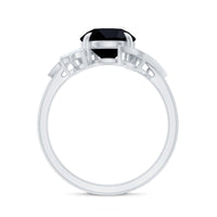 Nature Inspired Black Spinel Engagement Ring with Diamond