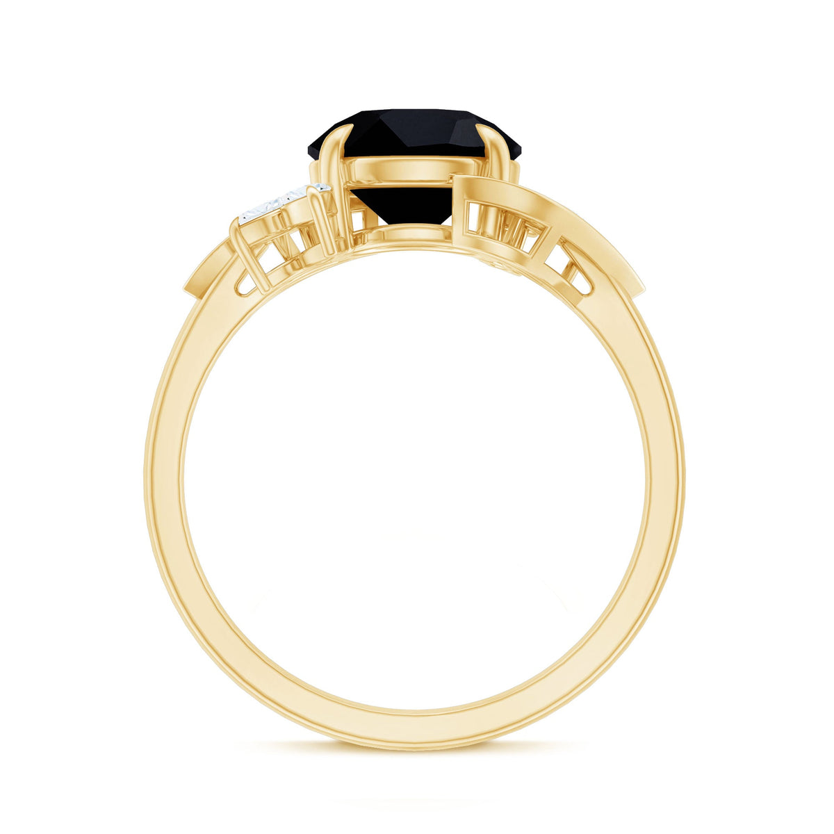 Nature Inspired Black Spinel Engagement Ring with Diamond