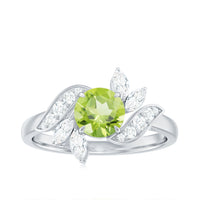 Nature Inspired 2 Carat Peridot Engagement Ring with Diamond