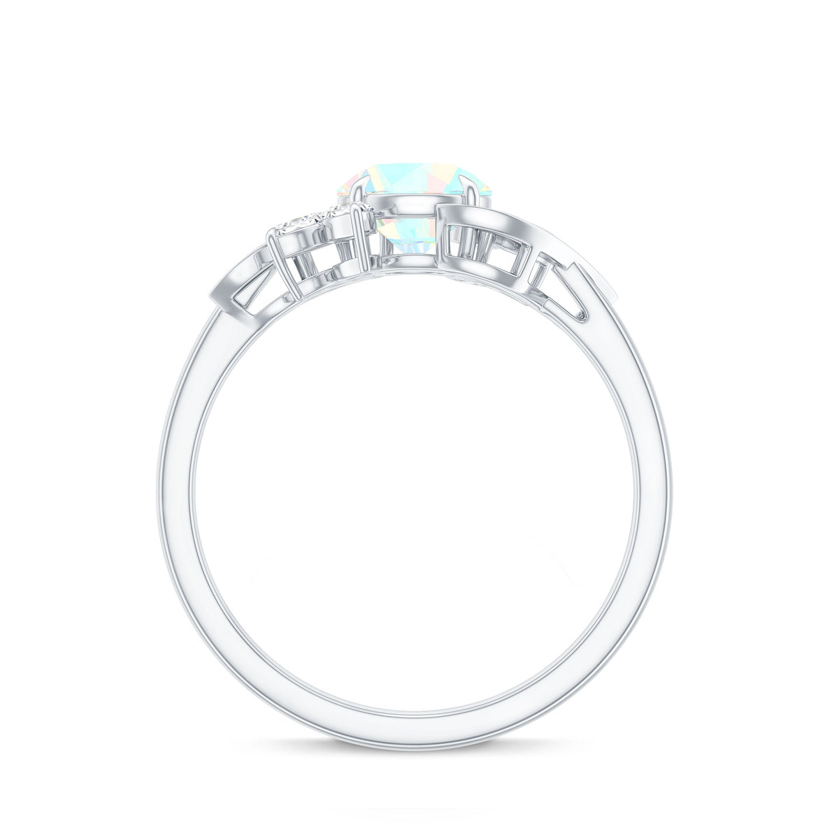 Ethiopian Opal and diamond engagement ring featuring nature-inspired design, crafted by Rosec Jewels.