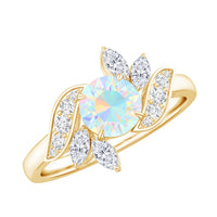 Ethiopian opal and diamond engagement ring by Rosec Jewels featuring a nature-inspired design with vibrant gemstones.