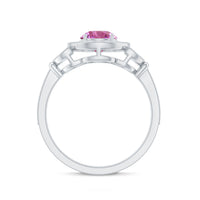 Pink Tourmaline Vintage Style Engagement Ring with Diamond