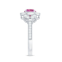 Pink Tourmaline Vintage Style Engagement Ring with Diamond