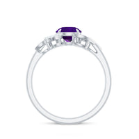 Nature-inspired 1 carat amethyst engagement ring with diamonds from Rosec Jewels, featuring a detailed botanical design.