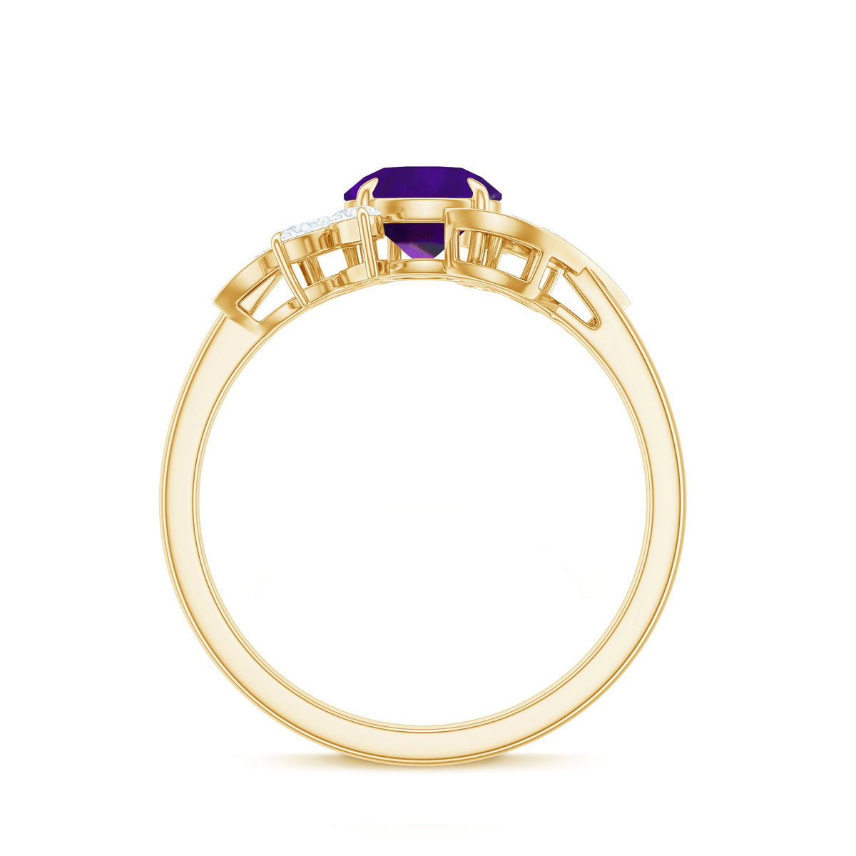 Rosec Jewels nature-inspired 1-carat amethyst engagement ring with diamond accents, featuring a detailed floral design.