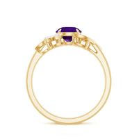 Rosec Jewels nature-inspired 1-carat amethyst engagement ring with diamond accents, featuring a detailed floral design.