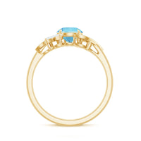 Genuine 0.8 Carat Aquamarine and Diamond Flower Engagement Ring