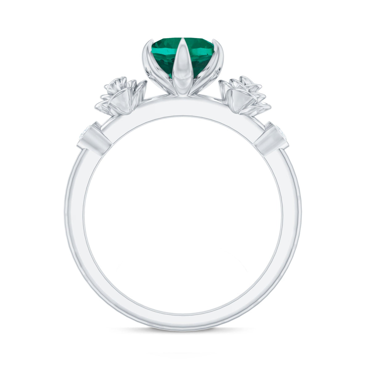 Certified 8 mm Lab Grown Emerald Diamond Engagement Ring with Flower