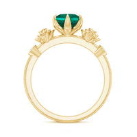 Certified 8 mm Lab Grown Emerald Diamond Engagement Ring with Flower