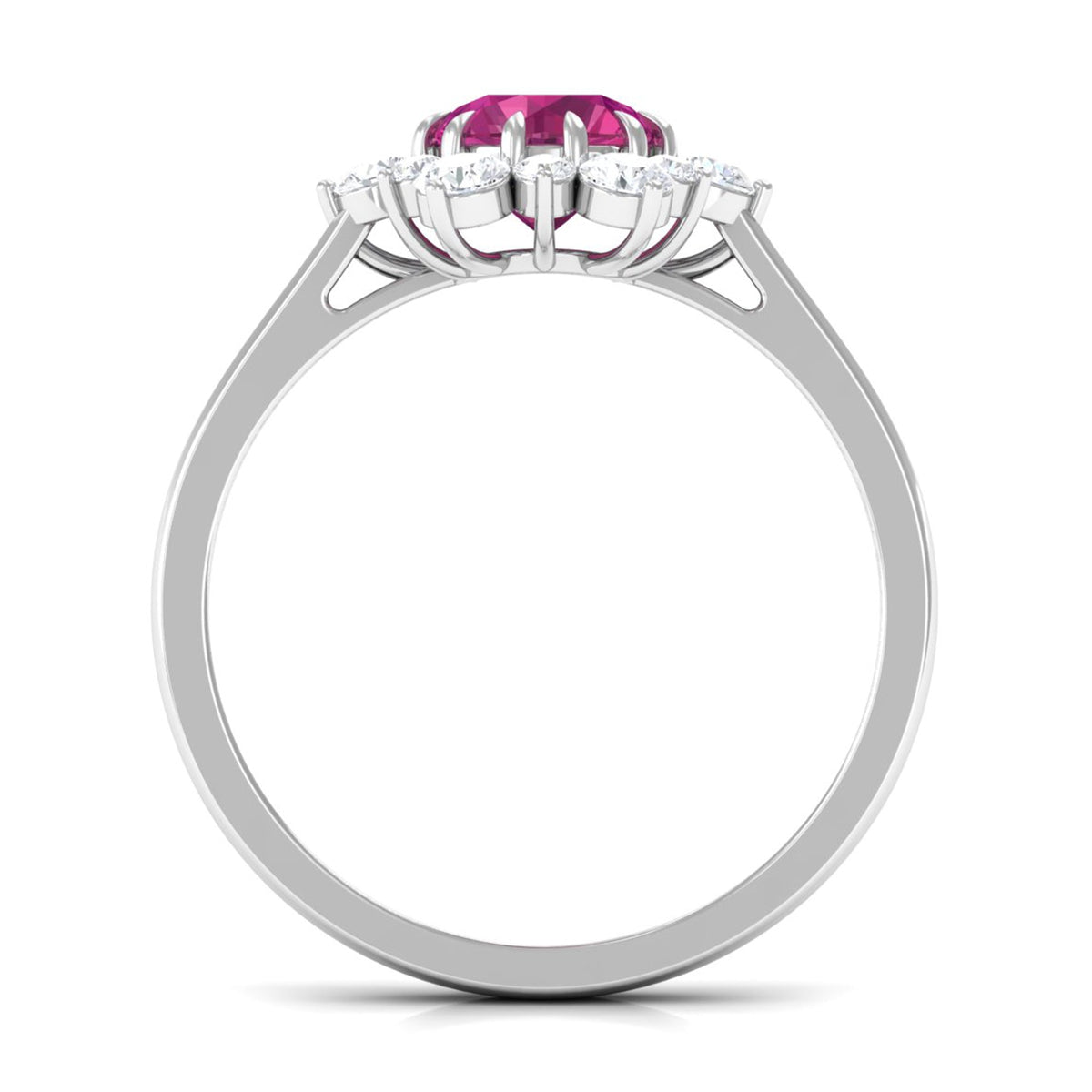 2 CT Pink Tourmaline and Diamond Halo Engagement Ring