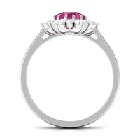 2 CT Pink Tourmaline and Diamond Halo Engagement Ring