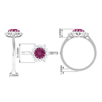 2 CT Pink Tourmaline and Diamond Halo Engagement Ring