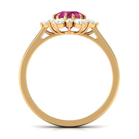 2 CT Pink Tourmaline and Diamond Halo Engagement Ring