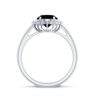 Lab Grown Black Diamond Oval Engagement Ring with Diamond