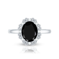 Lab Grown Black Diamond Oval Engagement Ring with Diamond