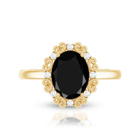 Lab Grown Black Diamond Oval Engagement Ring with Diamond