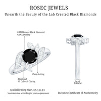 Nature Inspired 2 Carat Lab Grown Black and White Diamond Engagement Ring for Women