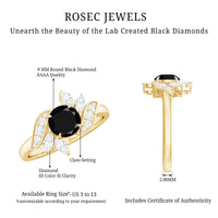 Nature Inspired 2 Carat Lab Grown Black and White Diamond Engagement Ring for Women