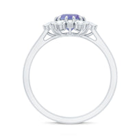 Natural Tanzanite and Diamond Engagement Ring with Claw Setting