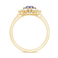 Natural Tanzanite and Diamond Engagement Ring with Claw Setting