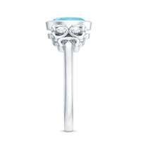 Natural 1 Carat oval aquamarine engagement ring with diamond accent from Rosec Jewels, showcasing a stunning oval aquamarine gemstone.