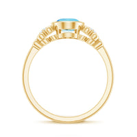 Oval aquamarine engagement ring with diamond accents, natural 1 carat stone, from Rosec Jewels, showcasing elegant jewelry craftsmanship.