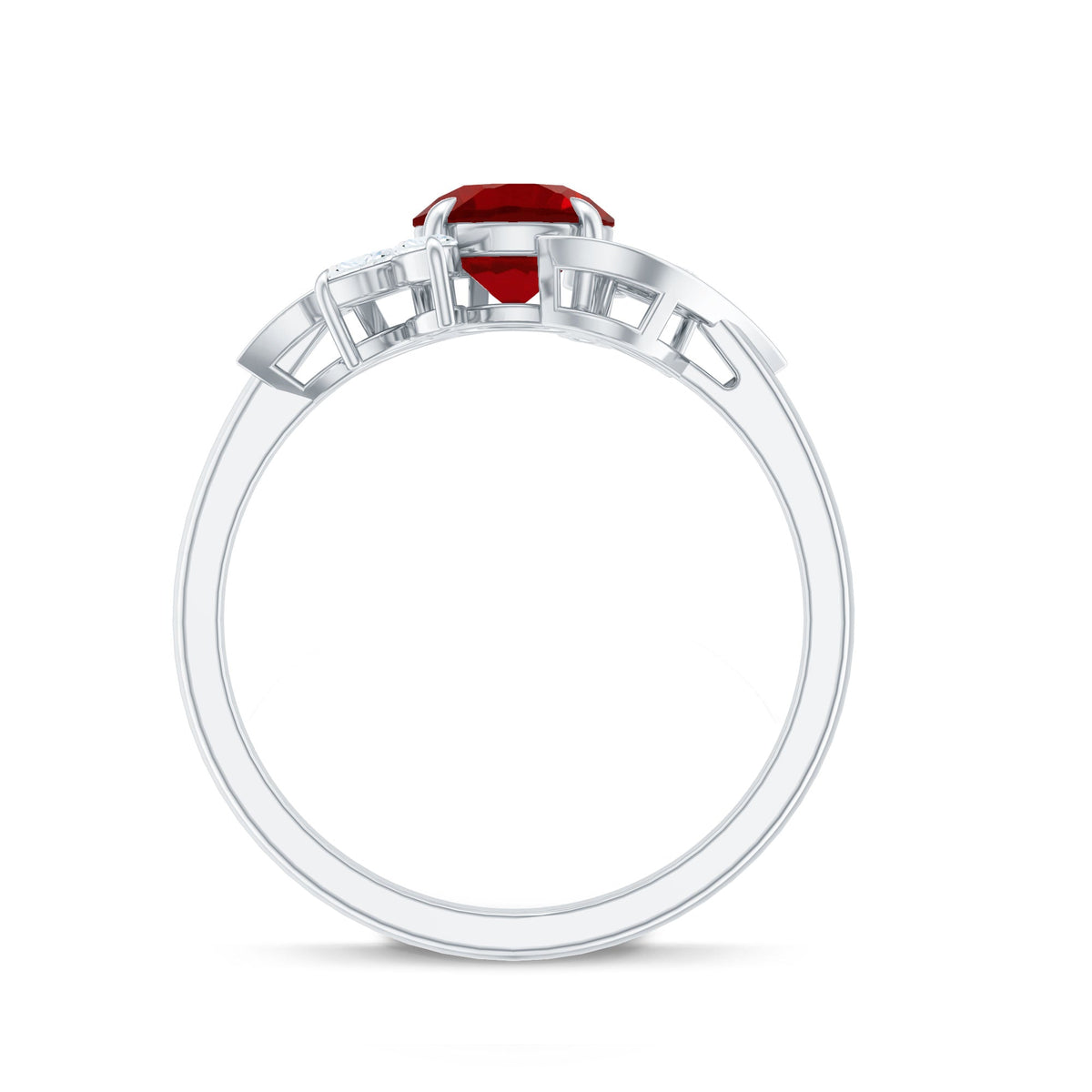 Certified Lab Grown Ruby and Diamond Flower Engagement Ring