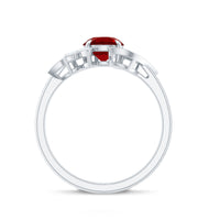 Certified Lab Grown Ruby and Diamond Flower Engagement Ring