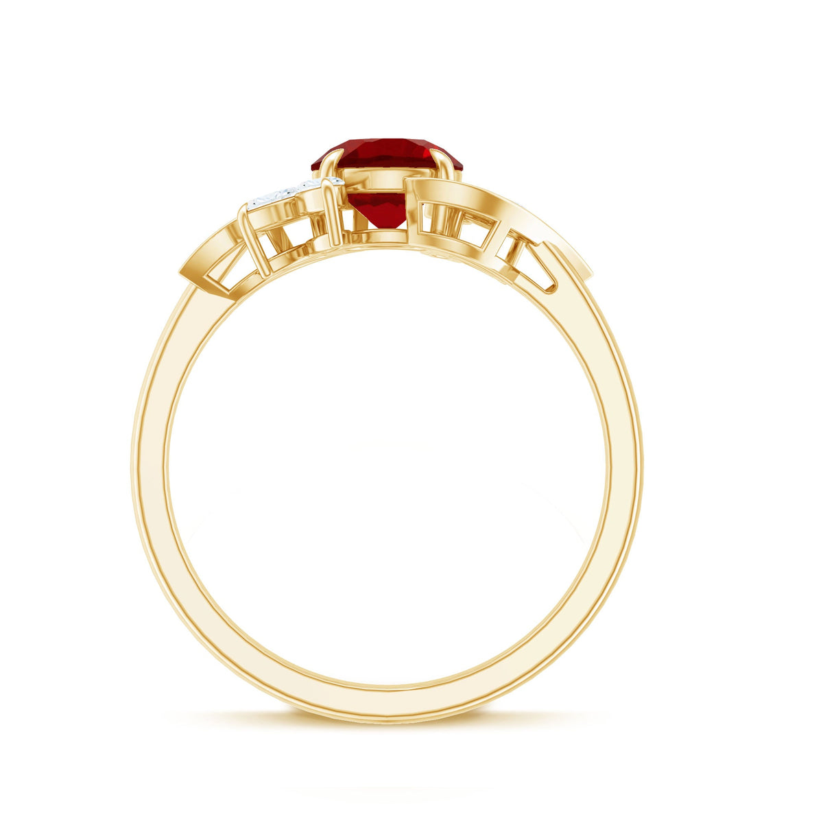 Certified Lab Grown Ruby and Diamond Flower Engagement Ring