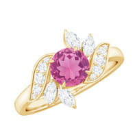 1.2 Carat Pink Tourmaline Flower Engagement Ring with Diamond
