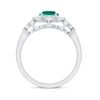 Certified Lab Grown Emerald Retro Engagement Ring with Diamond