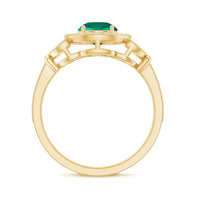 Certified Lab Grown Emerald Retro Engagement Ring with Diamond
