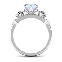 Claw Set Solitaire Moonstone Flower Ring with Diamond