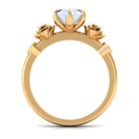 Claw Set Solitaire Moonstone Flower Ring with Diamond