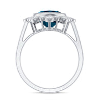 Cushion London Blue Topaz Cocktail Ring with Diamond