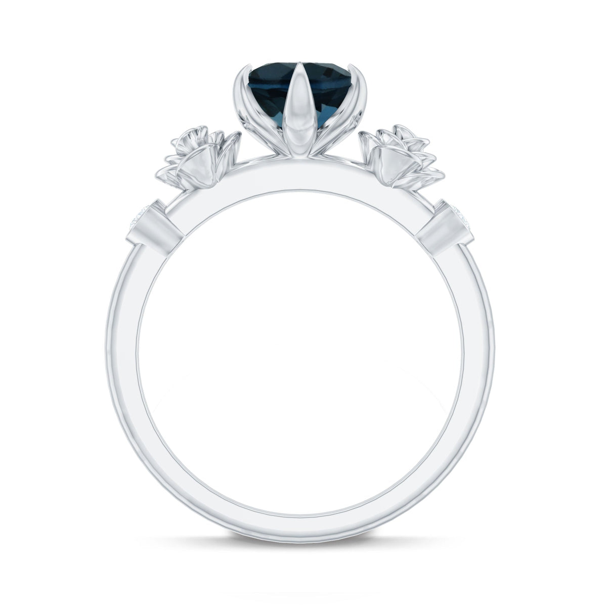 Round London Blue Topaz Rose Engagement Ring with Diamond