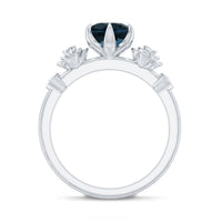 Round London Blue Topaz Rose Engagement Ring with Diamond