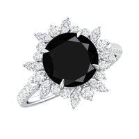 Certified 2 Carat Lab Grown Black Diamond Halo Engagement Ring For Women