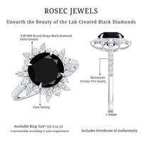 Certified 2 Carat Lab Grown Black Diamond Halo Engagement Ring For Women
