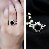 Certified 2 Carat Lab Grown Black Diamond Halo Engagement Ring For Women