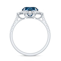 Certified London Blue Topaz and Diamond Statement Engagement Ring