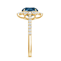 Certified London Blue Topaz and Diamond Statement Engagement Ring