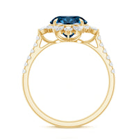 Certified London Blue Topaz and Diamond Statement Engagement Ring