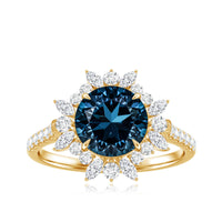 Certified London Blue Topaz and Diamond Statement Engagement Ring
