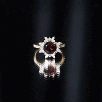 Real 2.3 Carat Garnet Statement Engagement Ring with Diamond Halo