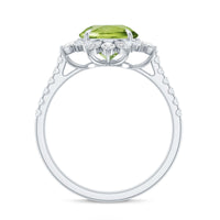 Natural 2 Carat Peridot Statement Engagement Ring with Halo