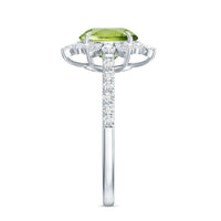 Natural 2 Carat Peridot Statement Engagement Ring with Halo