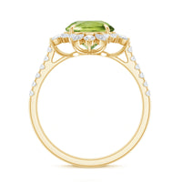 Natural 2 Carat Peridot Statement Engagement Ring with Halo