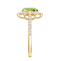 Natural 2 Carat Peridot Statement Engagement Ring with Halo