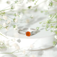 Orange Fire Opal Infinity Engagement Ring with Diamonds